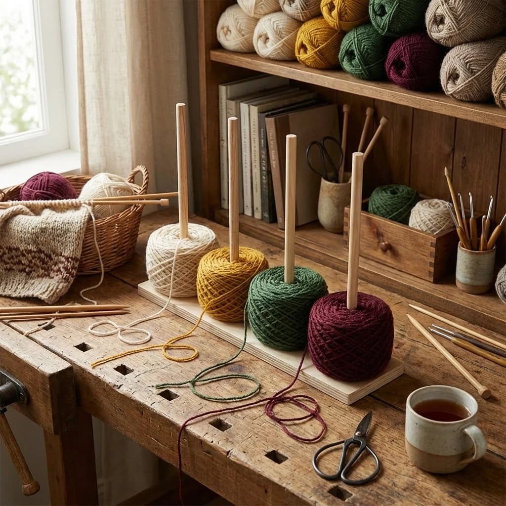 Cross-border Wooden Four-Axis Yarn Holder Yarn Dispenser Crochet Knitting Four-Axis Yarn Rack Factory Direct