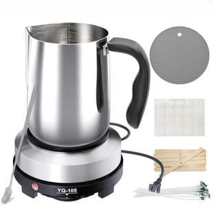 Candle Making Kit with Hot Plate, Wax Melting Pot, Stirring Spoon, Heat-Resistant Mat, Candle Wick, Wood Wick Holder, Candle Pouring Pot