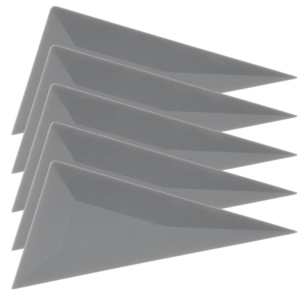 Arc-edged triangular squeegee, pointed triangular scraper for color-changing invisible car wraps, window film, and solar film application tools.