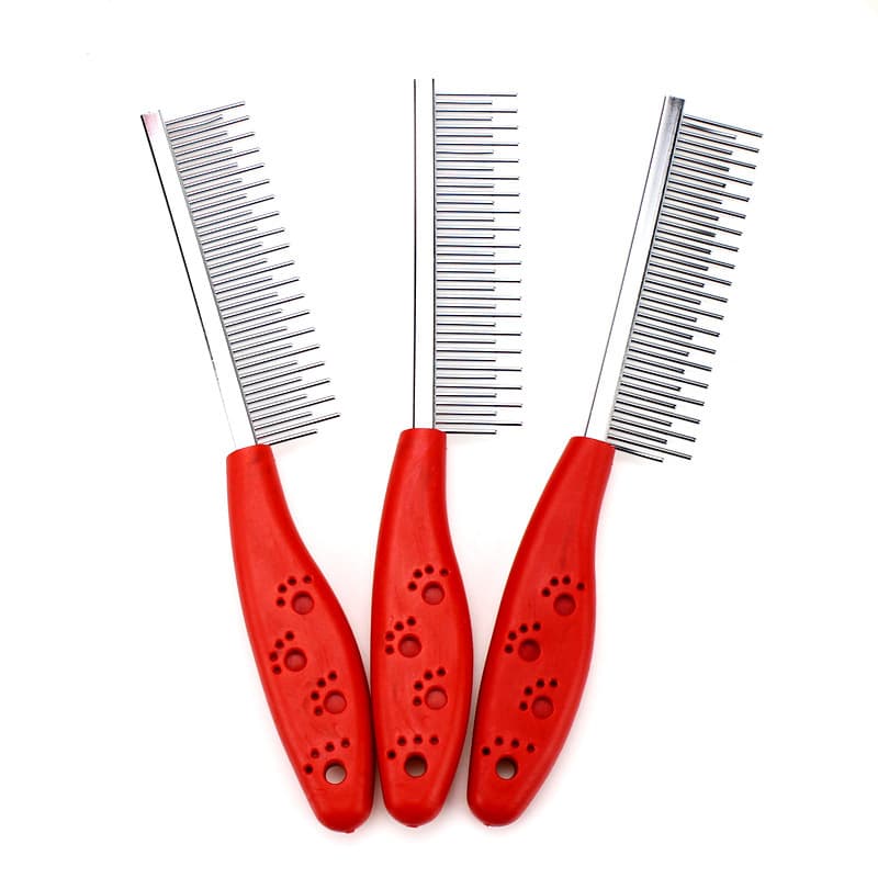 Cat Pin Brush De-shedding Comb Long and Short Teeth Single Row Stainless Steel Pet Comb Dog Grooming Brush Hair Removal