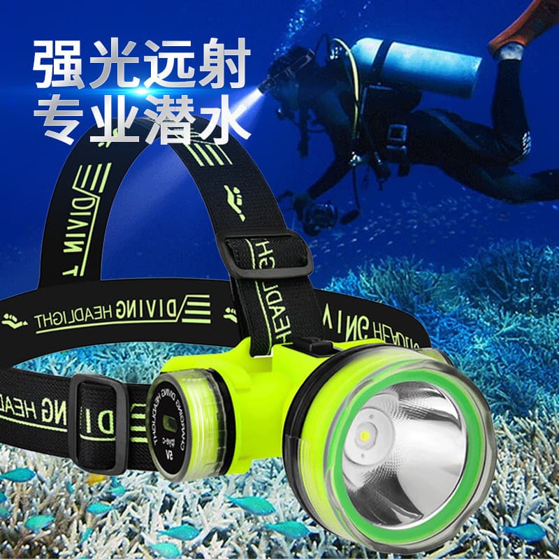 Cross-border new style LED diving bright light ultra-bright waterproof USB charging long-range long-lasting deep diving salvage fishing headlamp