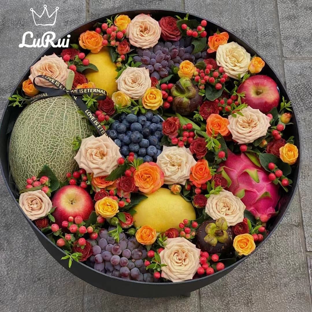 Round 38cm Transparent Fruit Flower Box, Floral Gift Box, Round Bouquet Packaging Box, Empty Box, Fruit Gift Box