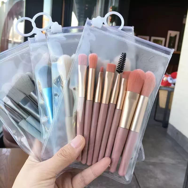 In-Stock 8-Piece Mini Makeup Brush Set Morandi Portable Macaron Makeup Brush Eyeshadow Brush Soft Bristle Powder Brush