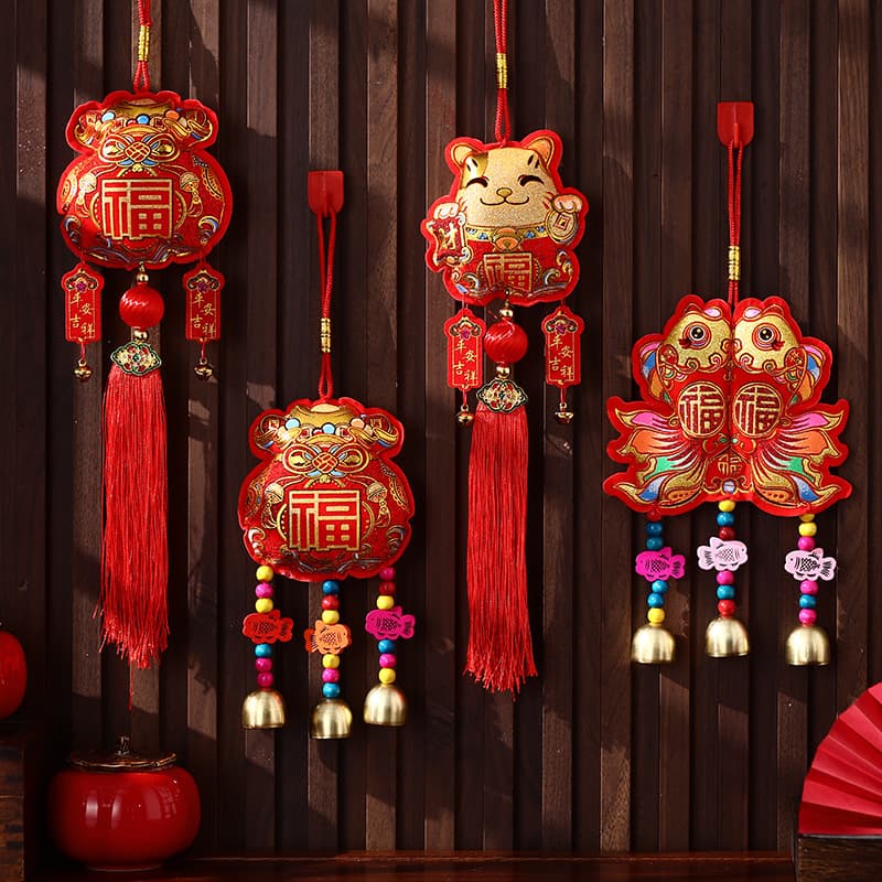 2026 Horse Year Hangers, New Year Fabric Bell Ornaments for Home Living Room Atmosphere Setup