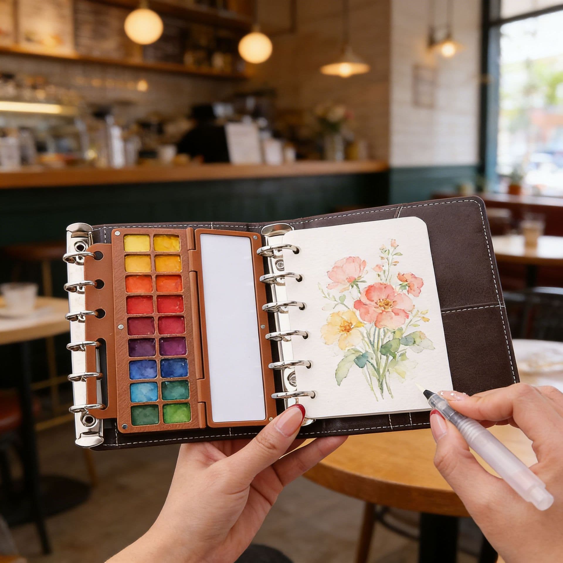 Cross-border loose-leaf handbook gift box travel watercolor set handbook tool complete set Watercolor Paint