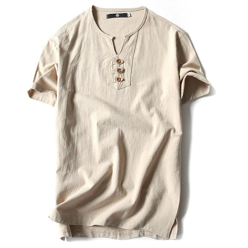 Summer T Shirts Men Short Sleeve Cotton Linen T-Shirt 5XL