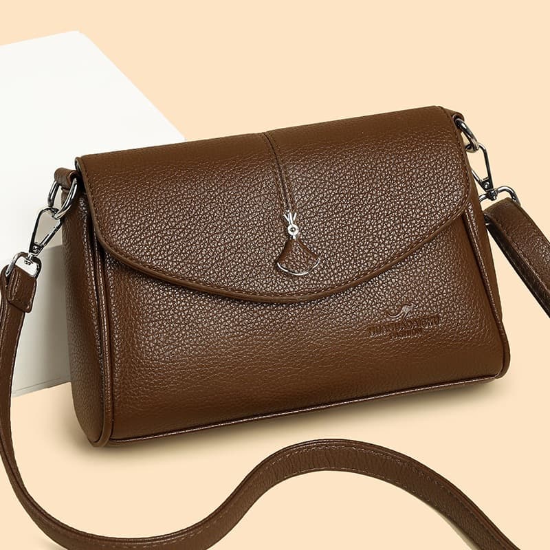 2025 New Soft Leather Women's Bag Fashionable Middle-aged and Elderly Mother's Bag Large Capacity Versatile Shoulder Bag Crossbody Small Square Bag