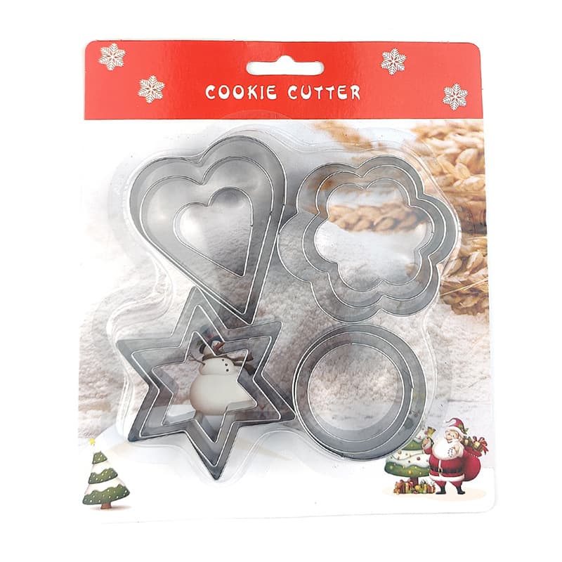 12-Piece Stainless Steel Cookie Cutter Set Star Heart Flower Round Dumpling Wrapper Home Kitchen