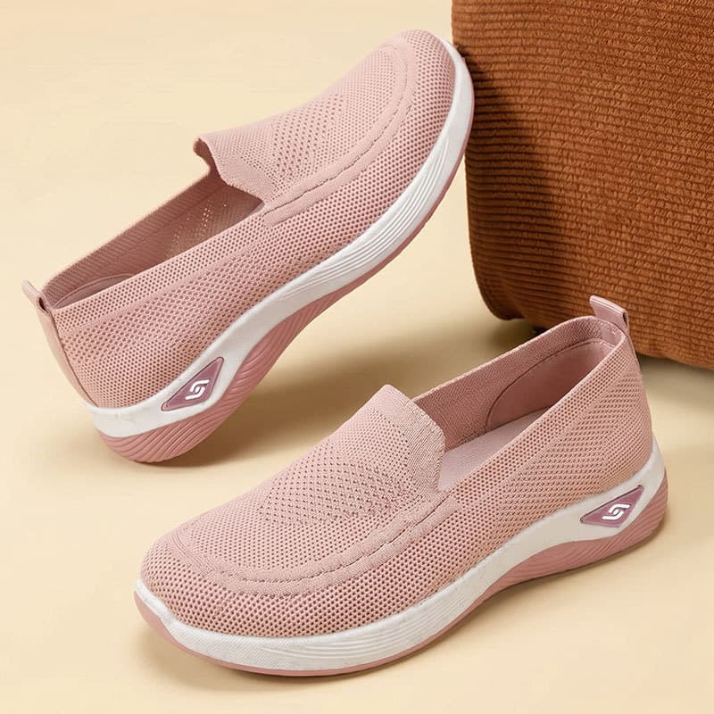 Cross-border Women's Knitted Breathable Slip-on Shoes for Mothers, Middle-aged and Elderly, Lightweight Versatile Flat Shoes