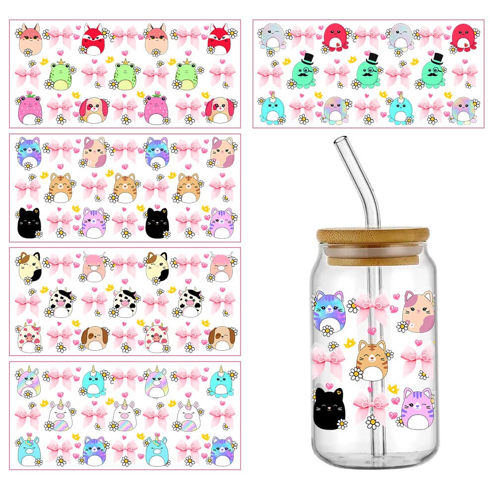 Halloween Cartoon Cup Sticker Crystal UV Transfer Decal Crystal Label for 16oz 20oz 40oz Clear Glass Cup Sticker