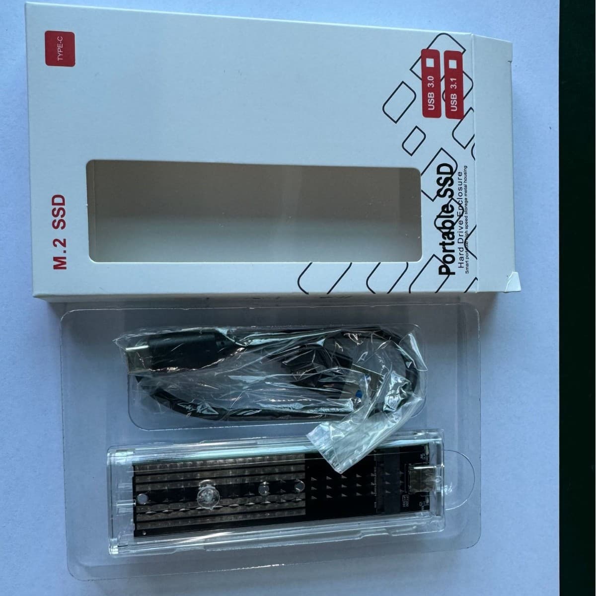 M.2 Solid State Transparent Hard Disk Box NVMEtype-c Portable Mobile Hard Disk Box