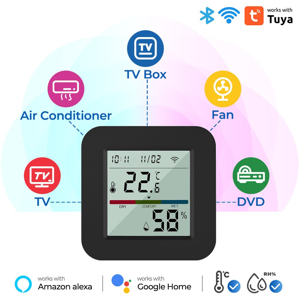 Tuya 3-in-1 Smart WiFi Infrared Universal Remote Control Temperature and Humidity Sensor APP Control