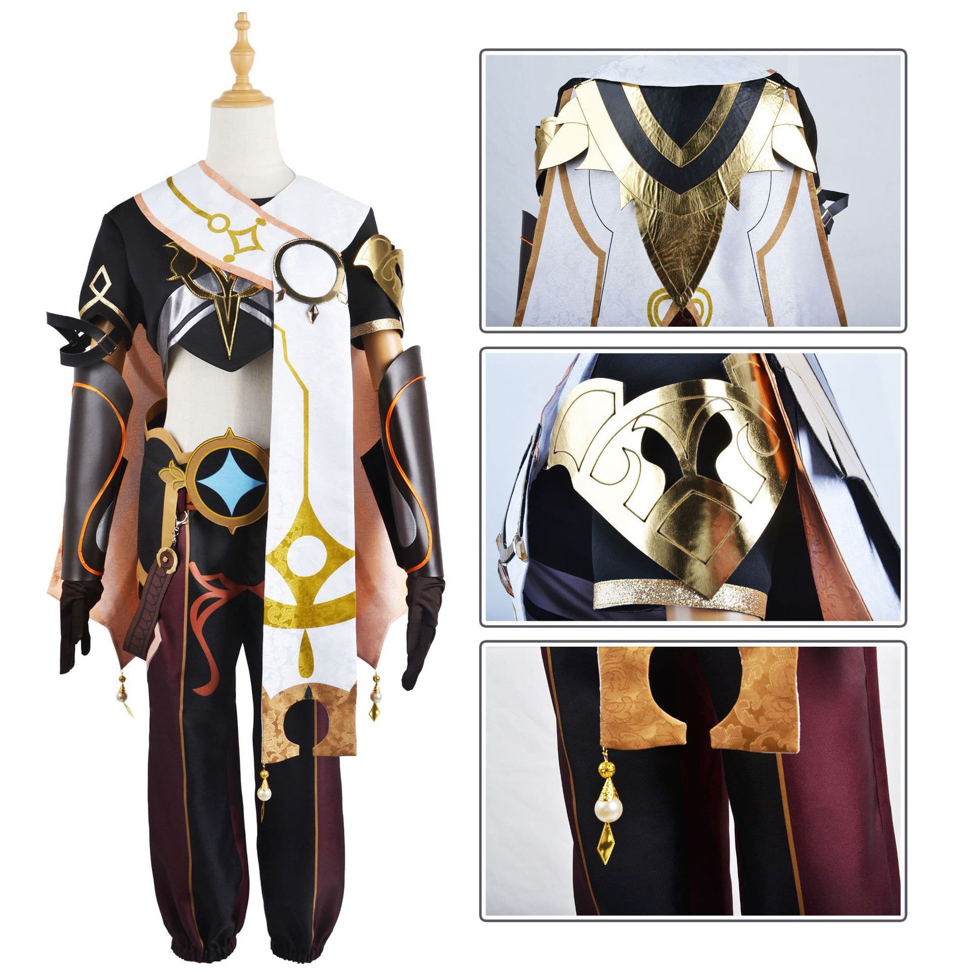 Beishui Trading Genshin Impact Cosplay Costume Traveler Aether Full Set Anime Cosplay Outfit for Men