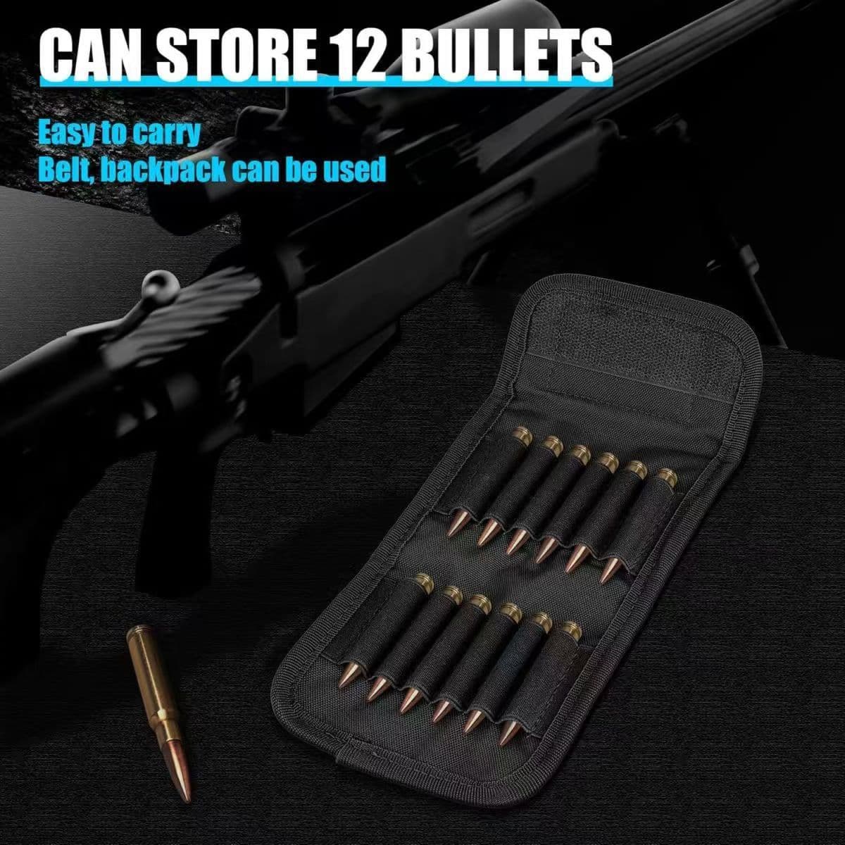 Outdoor Tactical Ammo Pouch 12-Round Bullet Pouch Gun Bag Accessory Pouch MOLLE Waist-Mounted Tactical Bullet Pouch