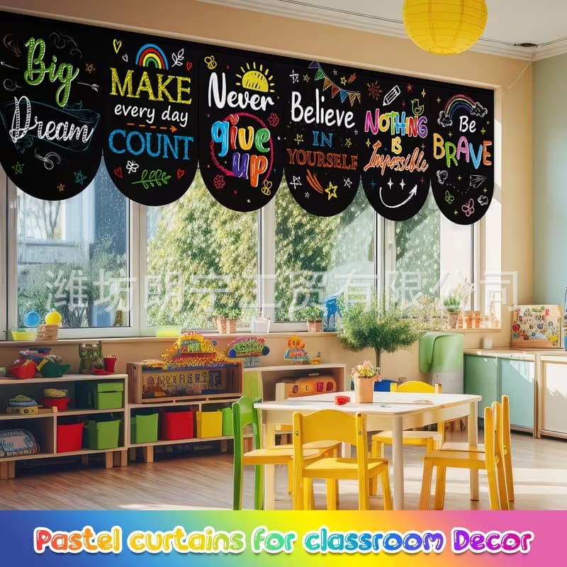 Back-to-school season slogan background banner 6-piece set blackboard style front back-to-school season classroom nursery decoration hanging flag