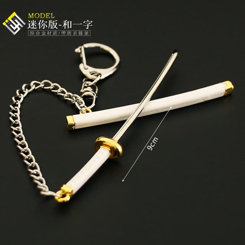 One Piece Zoro and Ichimonji Scabbard Samurai Sword Model Mini Toy Keychain Pendant 9cm