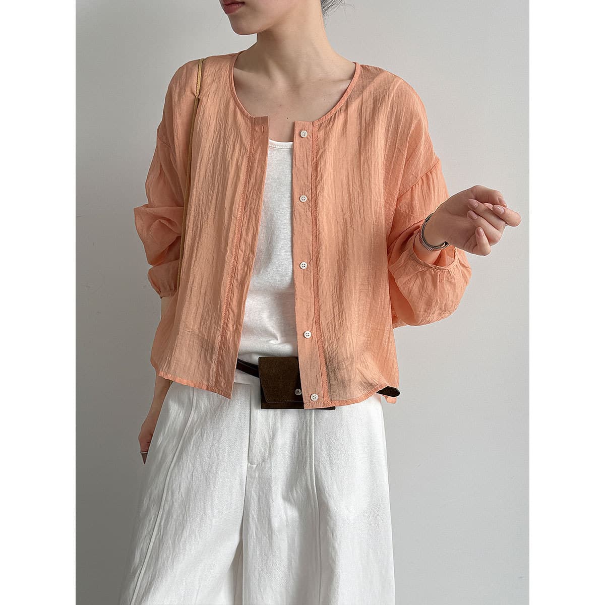 LUXI Korean Soft Style Breathable Blouse for Women 2026 Summer Jacket Top Sun Protection Shirt 7143