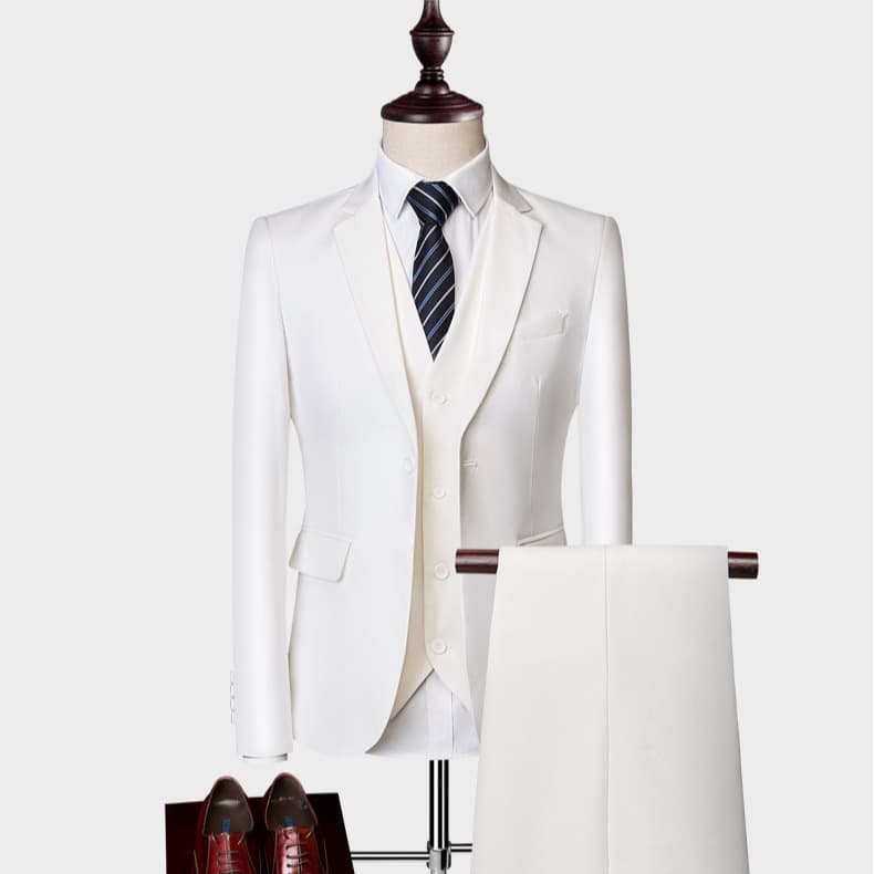 Men's Suit Set 2023 New Arrival Korean Slim Fit White Suit for Nightclub Casual Wear