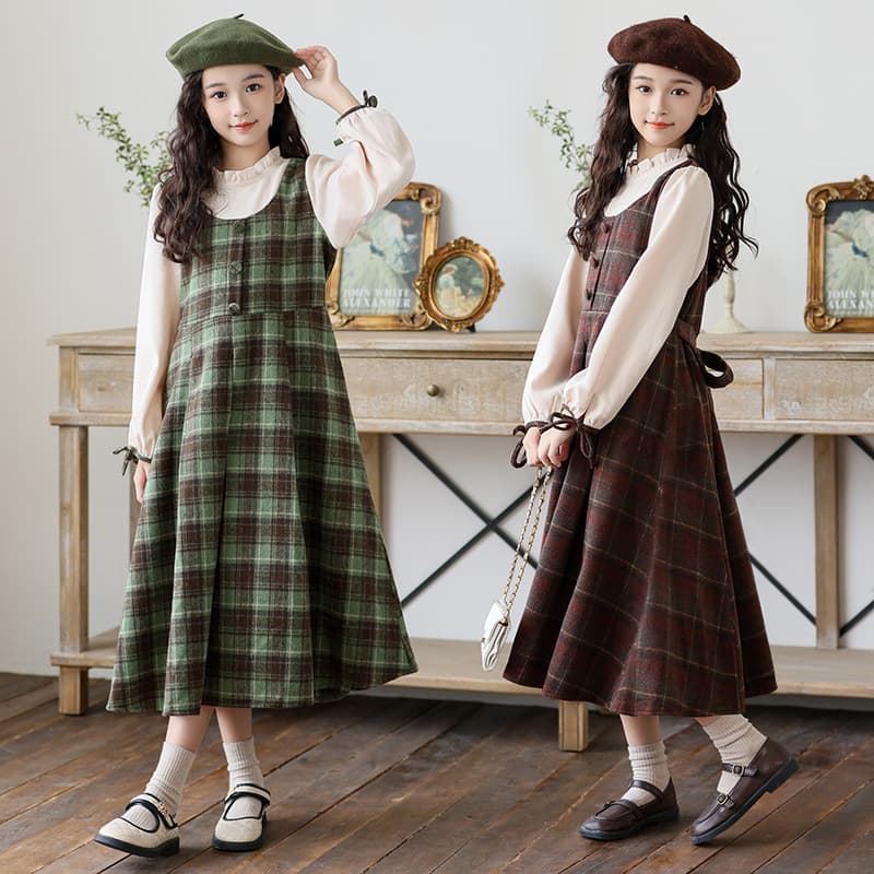 Girls' Dress for Older Children, Autumn/Winter Fleece-Lined Long Dress, 2025 New Style, Princess Dress for Little Girls