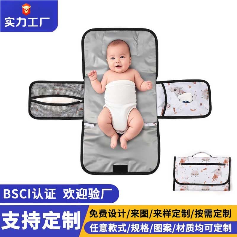 Customized diaper storage bag, multifunctional foldable mommy bag, portable baby changing pad, mother and baby bag