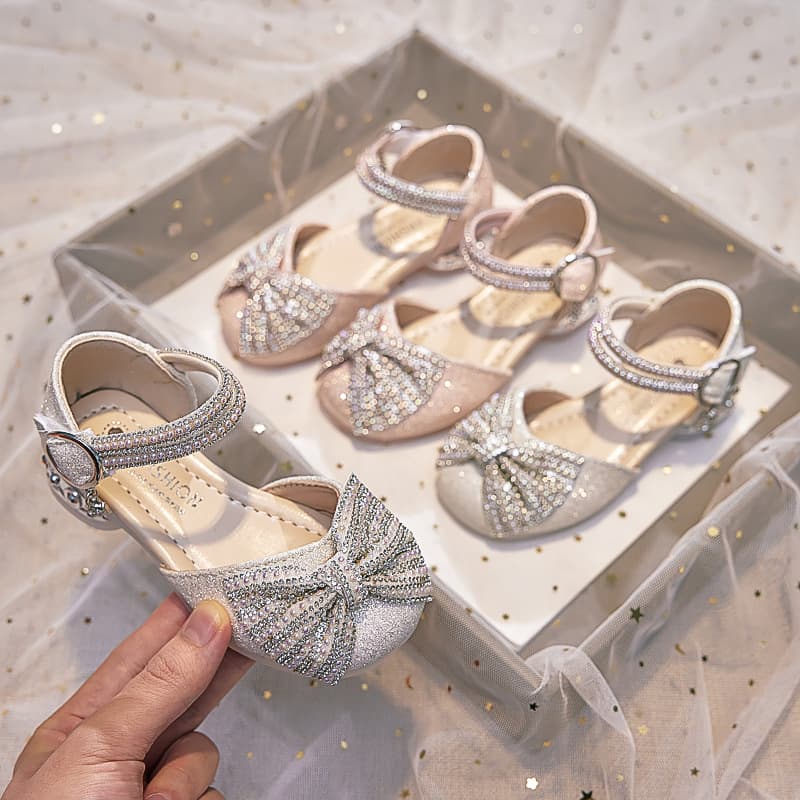 Princess Girls' Sandals 2025 Summer New Style Children's Crystal Shoes Baby High Heels Girls Fashionable Sandals