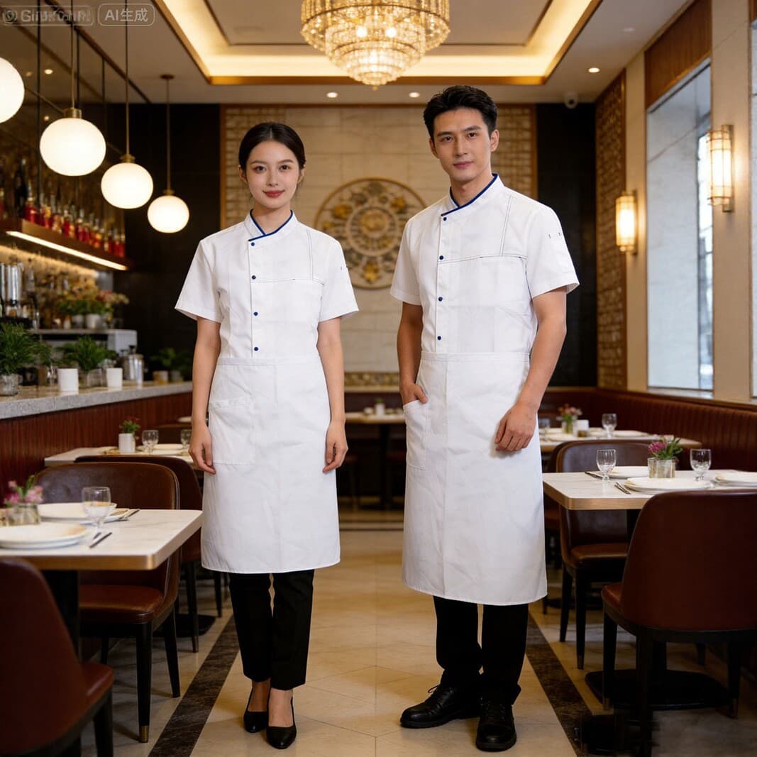Summer Short Sleeve Chef Uniform Men Women Breathable Cotton Kitchen Work Uniform Hotel Restaurant Kitchen Apron