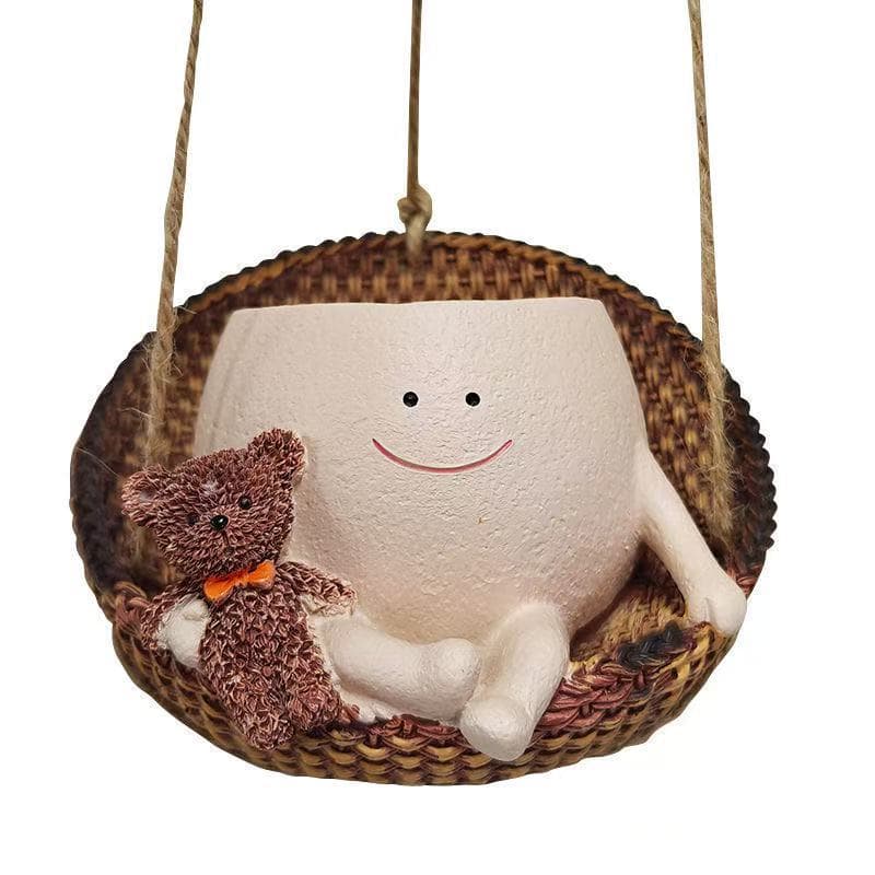 [Cross-border] Balcony succulent flowerpot, cute garden, smiley face, swing, bear decoration, courtyard ornaments, decorative creation