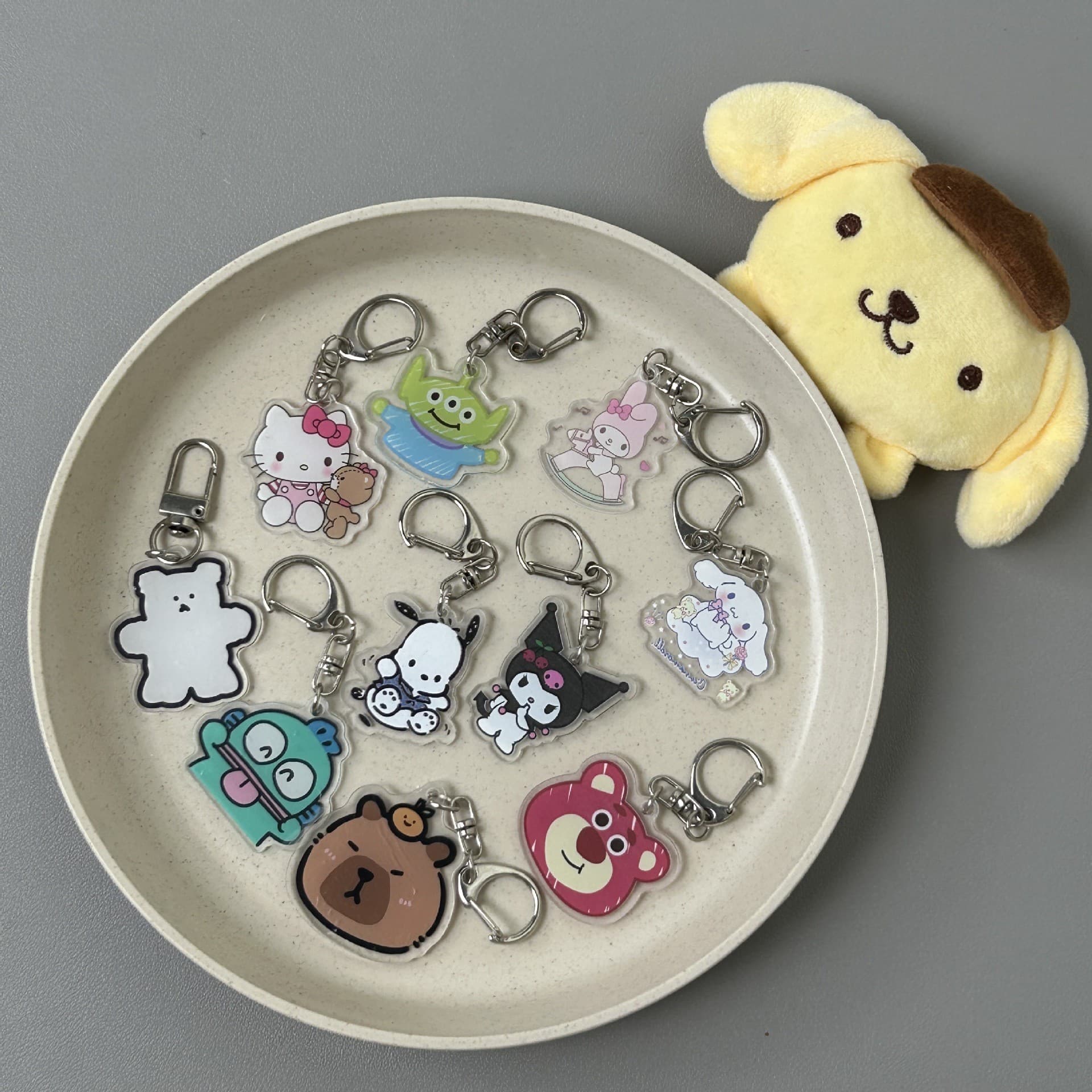 Sanrio Hello Kitty Acrylic Keychain Pompompurin Charm Couple Backpack Pendant Cute Accessory