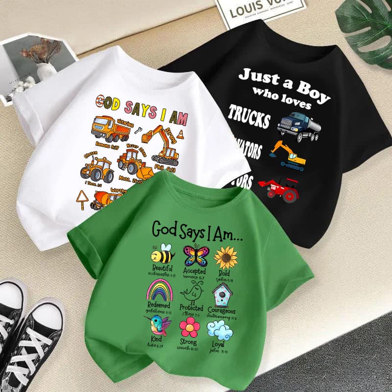 Summer Boys' and Girls' Short-Sleeve 2026 New Style Children's T-Shirt Cotton Trendy Girls' Printed Half-Sleeve Cotton Children's Clothing Cross-Border