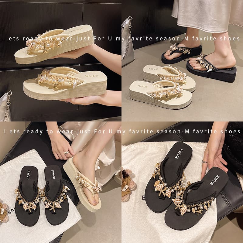 Fairy Style Thong Sandals for Women Summer 2025 New High Heel Slippers Beach Anti-Slip Toe Separator Sandals