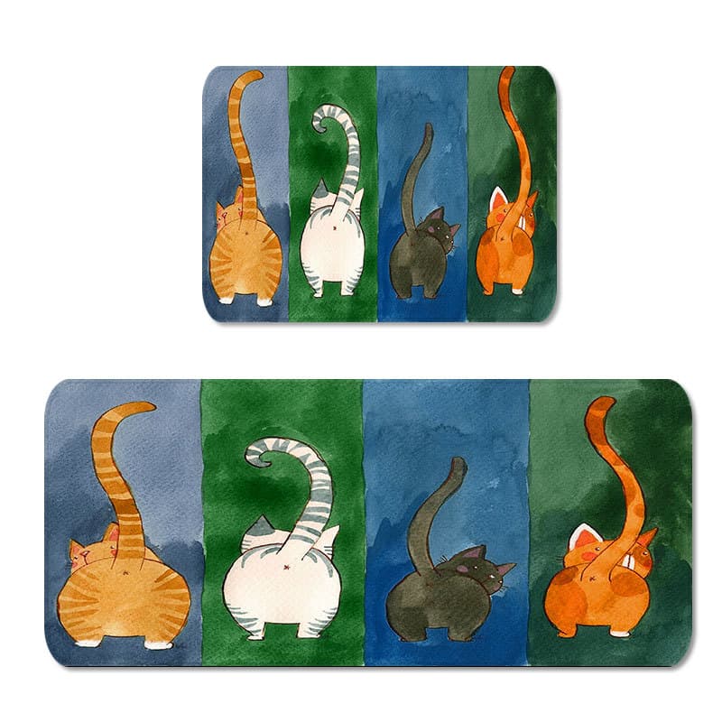 Cat Kitchen Non-Slip Floor Mat Long Carpet Green Waterfall Door Mat Cross-Border Amazon Wish Custom Manufacturing