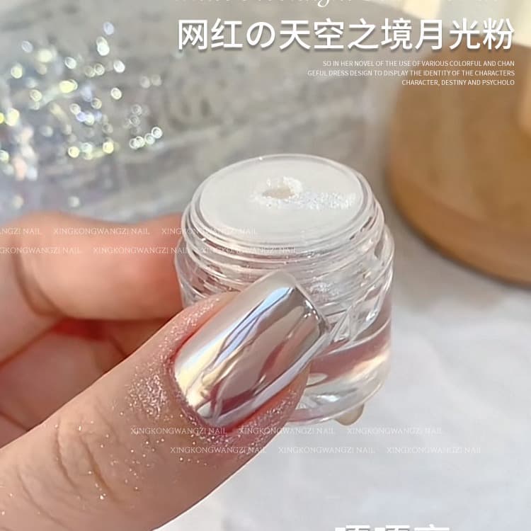2025 New Trendy Moonlight White Neon Pink Sky Mirror Aurora Powder Nail Art Mirror Powder Super Fairy Super Shiny