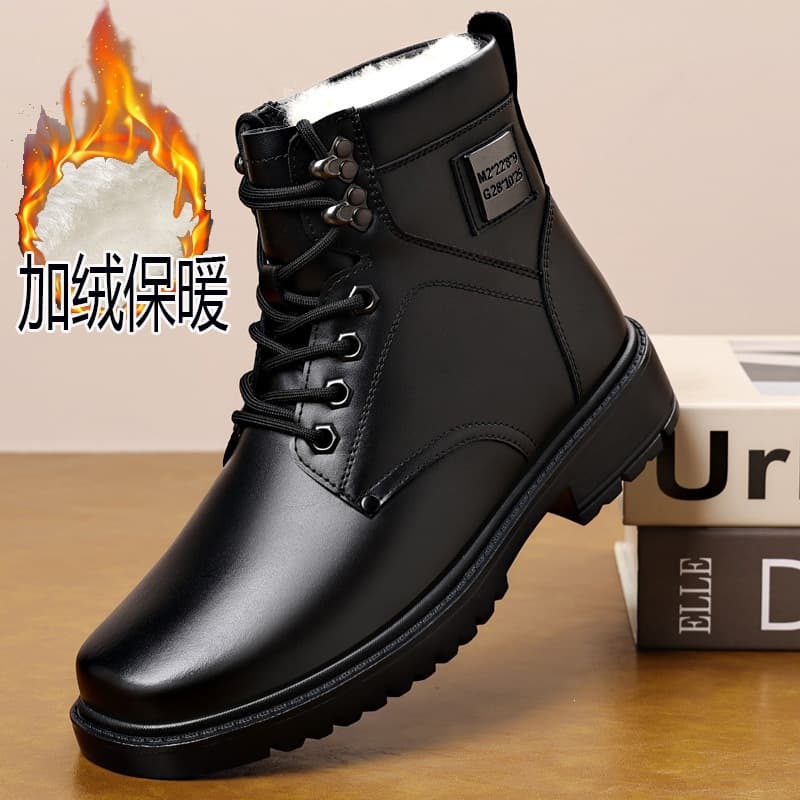 Winter high-top cotton shoes for men, warm plus velvet and thickened casual snow boots, winter wool cotton shoes for men, Martin boots
