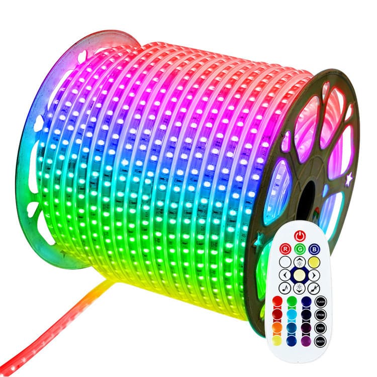 220V High Voltage LED Strip 5050 RGB 60 LEDs/Meter Outdoor IP67 Waterproof SMD5050