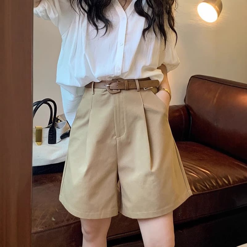 2025 Work Shorts for Women Summer Thin Large Size Loose Fit Pear Shape High Waist Slimming Wide Leg Pants