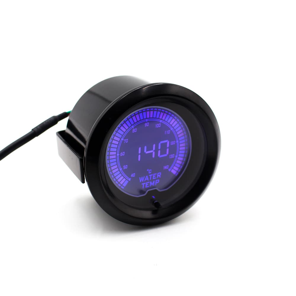 Car Modification EVO Digital LCD Water Temperature Gauge 2 Inch 12V 52mm 7-Color Backlight Universal Water Temp Gauge