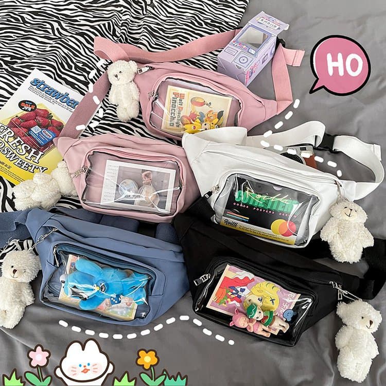 Transparent spliced chest bag