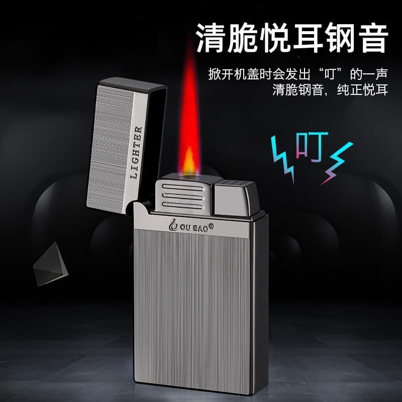 Langsheng Dual Flame Lighter, Crisp and Pleasant Steel Sound, Red Flame Windproof to Open Flame Refillable Lighter Wholesale