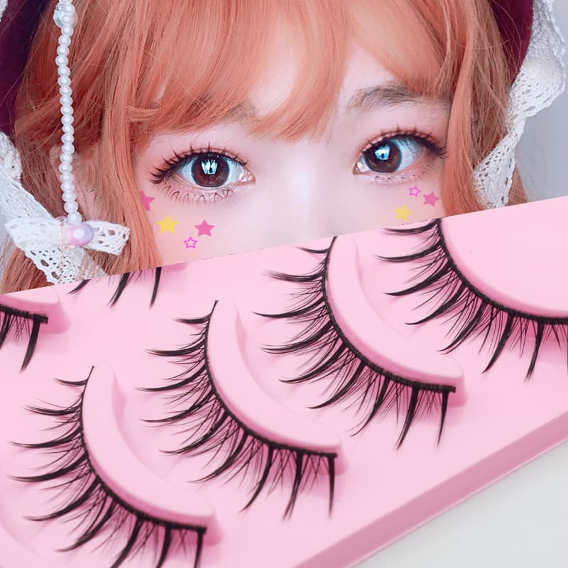 031 Little Devil Cosplay False Eyelashes Full Strip Hard Stem Thick Upper Lashes 5 Pairs Natural Lolita Cute Girl Rem
