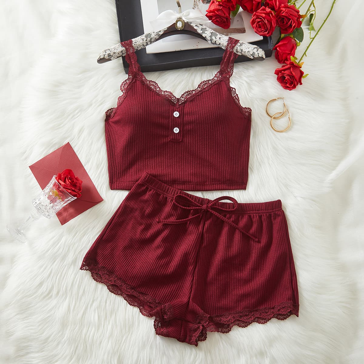2024 Hot Selling Sexy Lingerie Pajamas for Amazon eBay Lace Sling Two-Piece Set Factory Direct