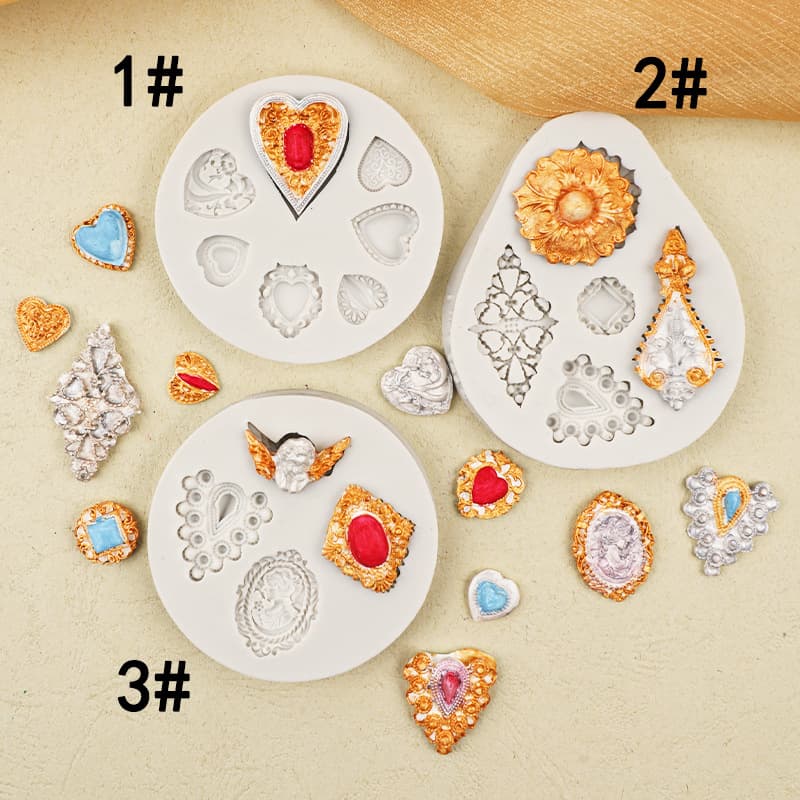 Classic Jewelry Silicone Mold Vintage Carved Bead Fondant Cake Decoration DIY Chocolate Baking Tool Mold