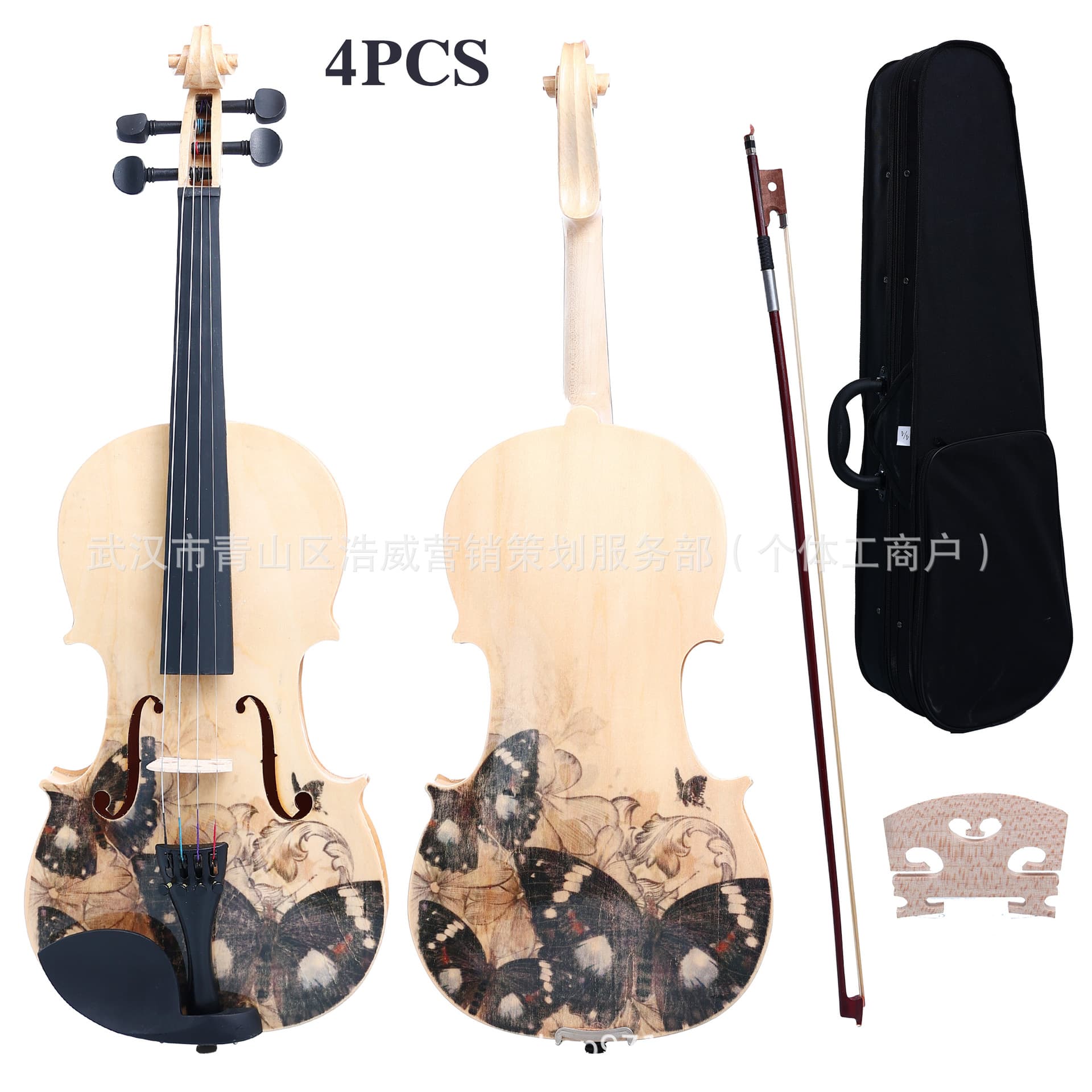 Cross-border craft violin wooden headstock practice entry-level general examination with special box factory direct sale
