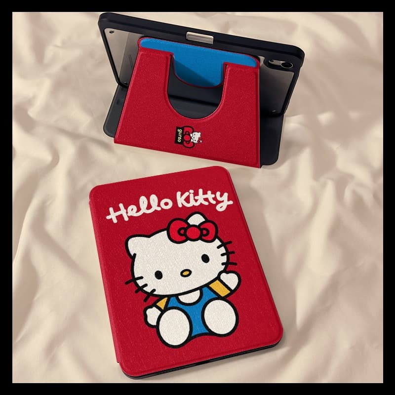 Red Cartoon Hello Kitty iPad 11th Gen Tablet Case 360° Rotation Air6 Case iPad 10 Acrylic