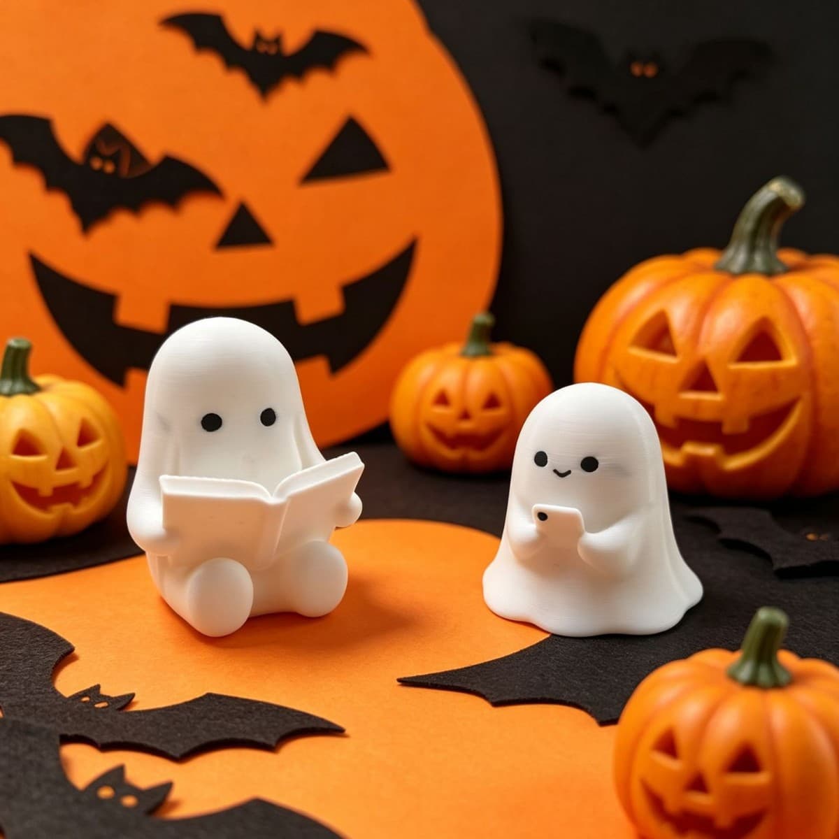 Cross-border Halloween Cute Ghost Statue Halloween Reading Ghost and Phone Ghost Sculpture