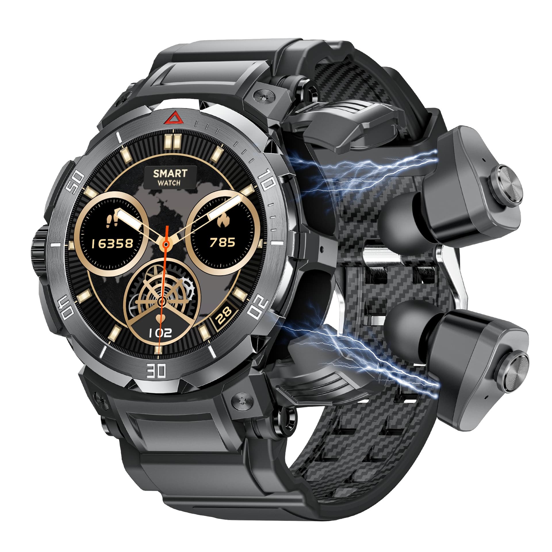 New TWS Headset 2-in-1 Smart Watch Bluetooth Call NFC Heart Rate Blood Pressure Monitoring Sports Waterproof Watch