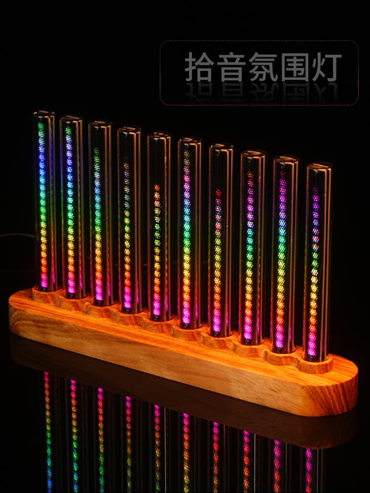RGB pickup light spectrum rhythm atmosphere light LED pseudo-nixie tube music table and e-sports desktop ornaments voice-activated light