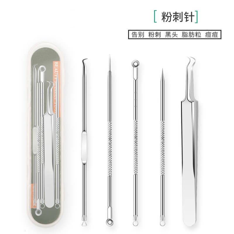 In Stock Rose Gold Acne Needle Set Stainless Steel Comedone Extractor 4-Piece Beauty Tool Blackhead Remover Pimple Extractor