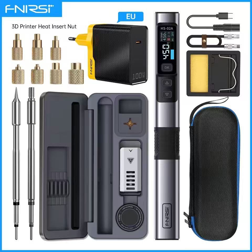 FNIRSI HS02 3D Printing Soldering Iron Internal Thread Heat Insert Nut Kit for Embedding Nuts