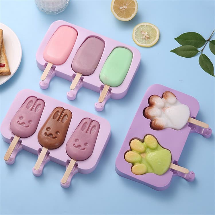 Creative Ice Cream Mold Silicone Ice Cream Dessert Mousse Homemade Cartoon Ice Cream Popsicle Ice Box Factory Stock