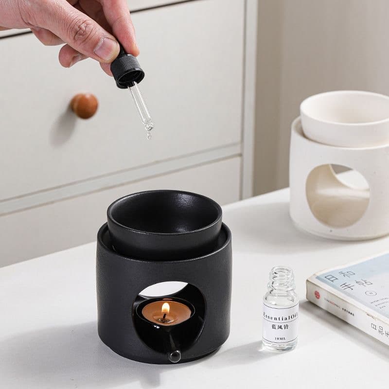 Ceramic Indoor Home SPA Fragrance Burner for Sandalwood Powder, Anti-Dry Burn Candle Incense Lamp with Coffee Roasting Function